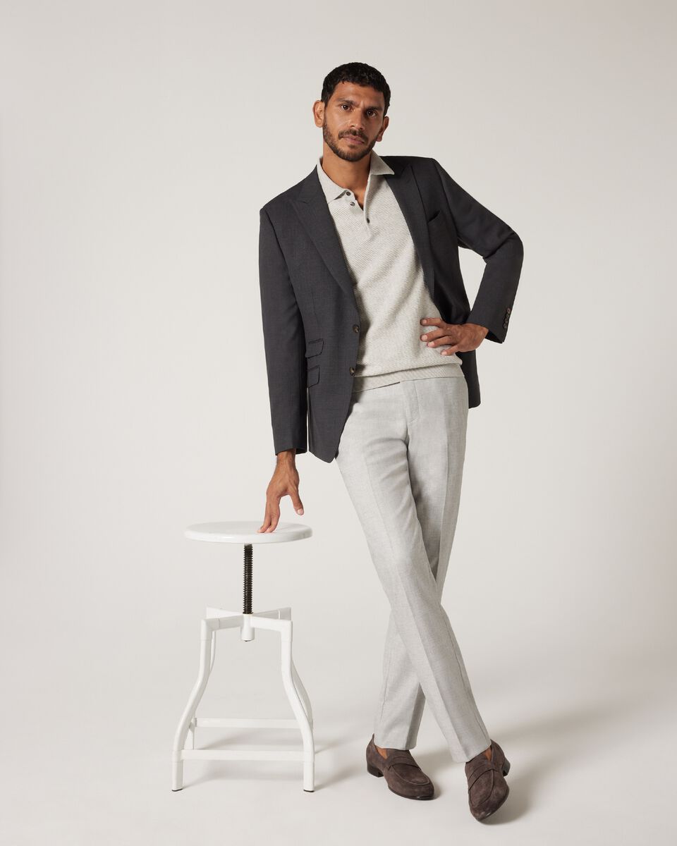 Slim Stretch Textured Tailored Pant, Light Grey, hi-res